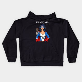 Francais: Female 70's Comic Book Hero with Sloth Kids Hoodie